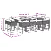  13 részes szürke polyrattan kerti ülőgarnitúra párnákkal