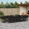  17 részes fekete polyrattan kerti étkezőgarnitúra párnákkal