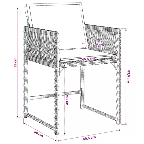  5 részes fekete polyrattan kerti étkezőgarnitúra párnákkal