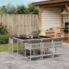  7 részes világosszürke polyrattan kerti étkezőszett párnával