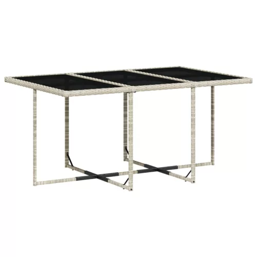  7 részes világosszürke polyrattan kerti étkezőszett párnával