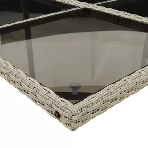  7 részes világosszürke polyrattan kerti étkezőszett párnával