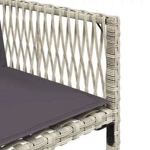  7 részes világosszürke polyrattan kerti étkezőszett párnával