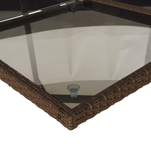  9 részes barna polyrattan kerti étkezőgarnitúra párnákkal