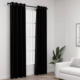    2 db fekete, vászonhatású sötétítőfüggöny fűzőkarikával 140 x 225 cm