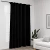  2 db fekete vászonhatású sötétítőfüggöny kampókkal 290 x 245 cm