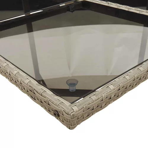  7 részes szürke polyrattan kerti étkezőgarnitúra párnával