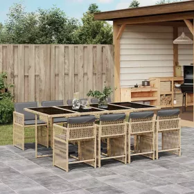    9 részes vegyes bézs polyrattan kerti étkezőgarnitúra párnákkal