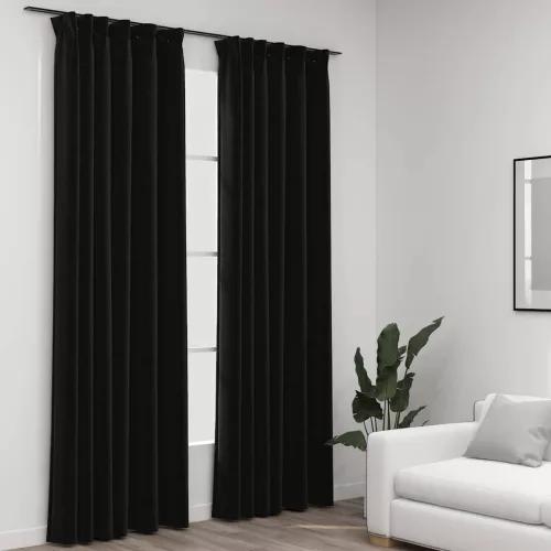  2 db antracit vászonhatású sötétítőfüggöny kampókkal 140 x 225 cm