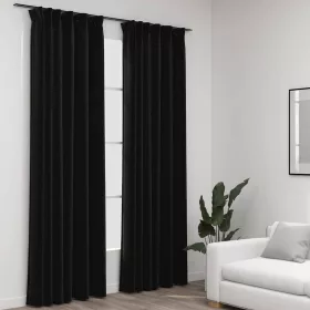    2 db antracit vászonhatású sötétítőfüggöny kampókkal 140 x 245 cm