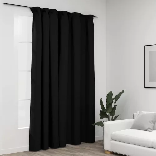  antracit vászonhatású sötétítőfüggöny kampókkal 290 x 245 cm