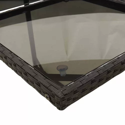  11 részes fekete polyrattan kerti étkezőgarnitúra párnákkal