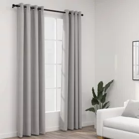    2 db szürke, vászonhatású sötétítőfüggöny fűzőkarikával 140 x 245 cm