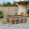  13részes vegyes bézs polyrattan kerti étkezőgarnitúra párnákkal
