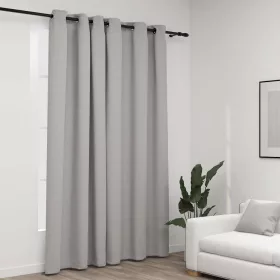    szürke vászonhatású sötétítőfüggöny fűzőkarikával 290 x 245 cm