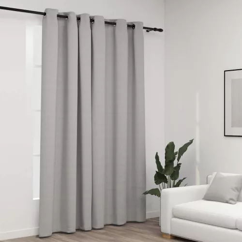  szürke vászonhatású sötétítőfüggöny fűzőkarikával 290 x 245 cm