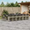  17 részes szürke polyrattan kerti étkezőgarnitúra párnákkal