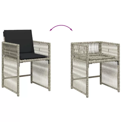  17 részes szürke polyrattan kerti étkezőgarnitúra párnákkal