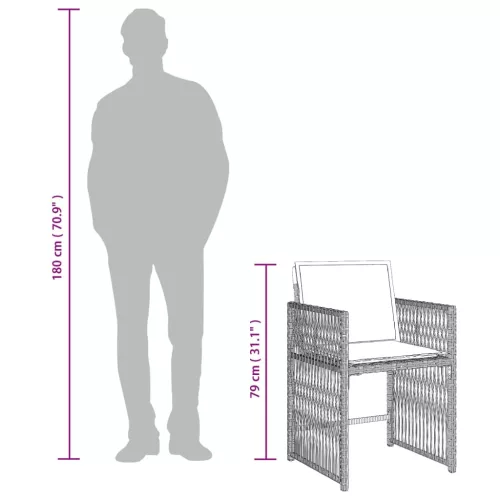  17 részes szürke polyrattan kerti étkezőgarnitúra párnákkal