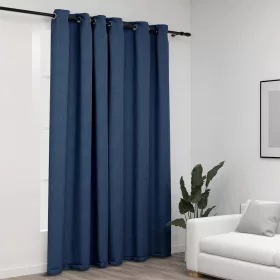    kék vászonhatású sötétítőfüggöny fűzőkarikával 290 x 245 cm