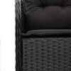  7 részes fekete polyrattan kerti étkezőgarnitúra párnával