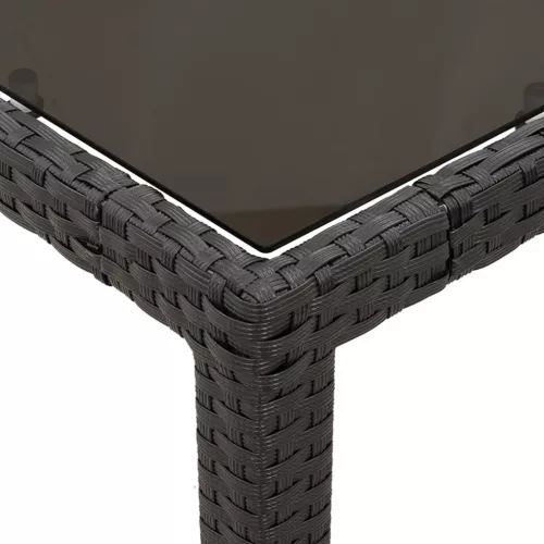  7 részes fekete polyrattan kerti étkezőgarnitúra párnával