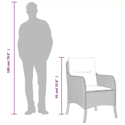  7 részes fekete polyrattan kerti étkezőgarnitúra párnával