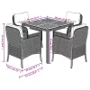  5 részes fekete polyrattan kerti étkezőgarnitúra párnákkal