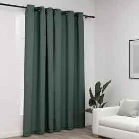    zöld vászonhatású sötétítőfüggöny fűzőkarikával 290 x 245 cm