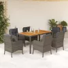  7 részes szürke polyrattan kerti étkezőgarnitúra párnával