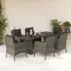  7 részes szürke polyrattan kerti étkezőgarnitúra párnával