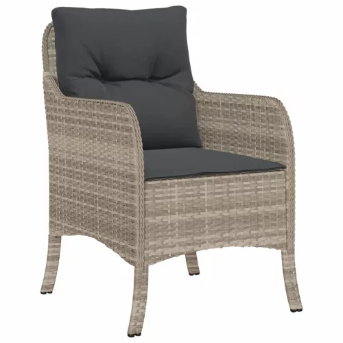 9részes világosszürke polyrattan kerti étkezőgarnitúra párnával