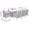  9részes világosszürke polyrattan kerti étkezőgarnitúra párnával