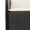  7 részes fekete polyrattan kerti étkezőgarnitúra párnával