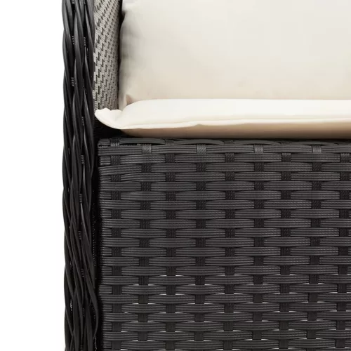  7 részes fekete polyrattan kerti étkezőgarnitúra párnával