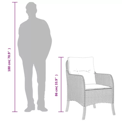  7 részes fekete polyrattan kerti étkezőgarnitúra párnával