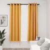  2 db sárga vászonhatású sötétítőfüggöny fűzőkarikával 140x175cm