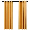  2 db sárga vászonhatású sötétítőfüggöny fűzőkarikával 140x175cm