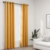 2 db sárga, vászonhatású sötétítőfüggöny fűzőkarikával 140 x 225 cm