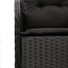  7 részes fekete polyrattan kerti étkezőgarnitúra párnával