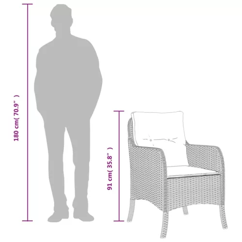  7 részes fekete polyrattan kerti étkezőgarnitúra párnával