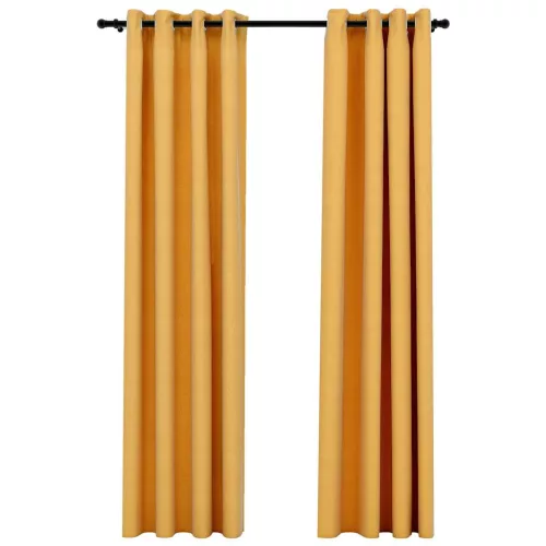  2 db sárga, vászonhatású sötétítőfüggöny fűzőkarikával 140 x 225 cm