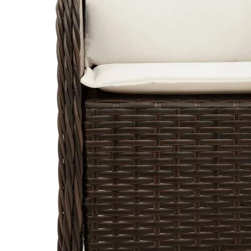  9 részes barna polyrattan kerti étkezőgarnitúra párnákkal
