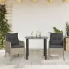  3részes világosszürke polyrattan kerti étkezőgarnitúra párnával