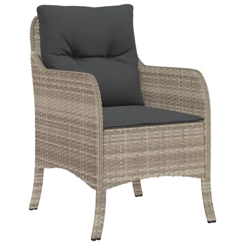  3részes világosszürke polyrattan kerti étkezőgarnitúra párnával