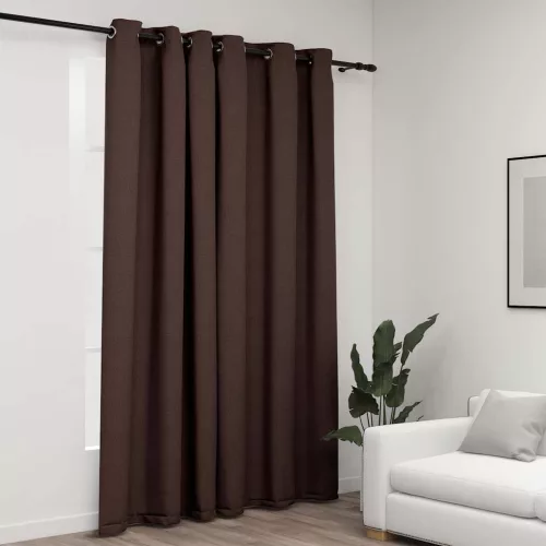  tópszínű vászonhatású sötétítőfüggöny fűzőkarikával 290x245 cm