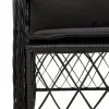  7 részes fekete polyrattan kerti étkezőgarnitúra párnával