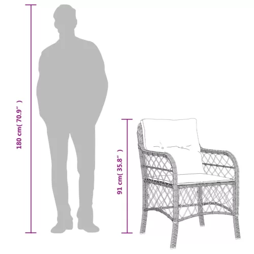  7 részes fekete polyrattan kerti étkezőgarnitúra párnával