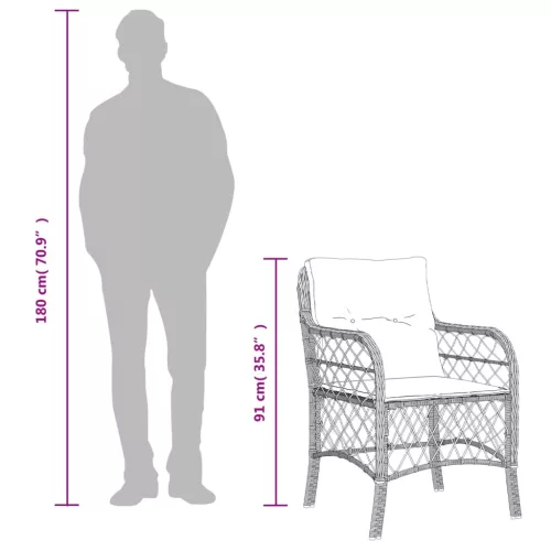  9 részes bézs polyrattan kerti étkezőgarnitúra párnákkal