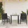  3 részes fekete polyrattan bisztrógarnitúra párnával